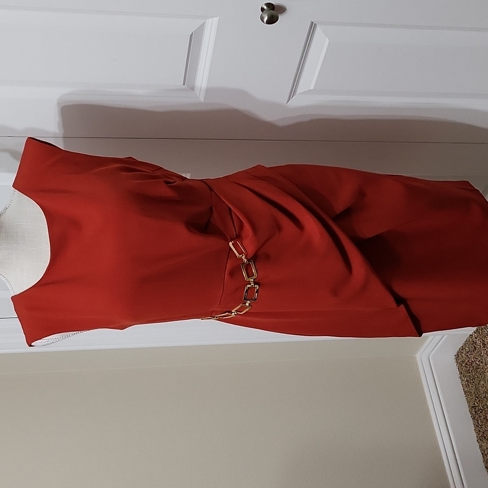 SANDRA DARREN RUST COLORED DRESS SZ 10 EXCELLENT CONDITION NEW WITHOUT TAGS